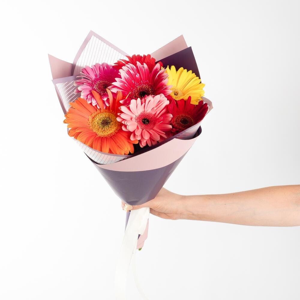 Солнечный букет из 7 свежих гербер – радость в подарок Рязань Рязанская область