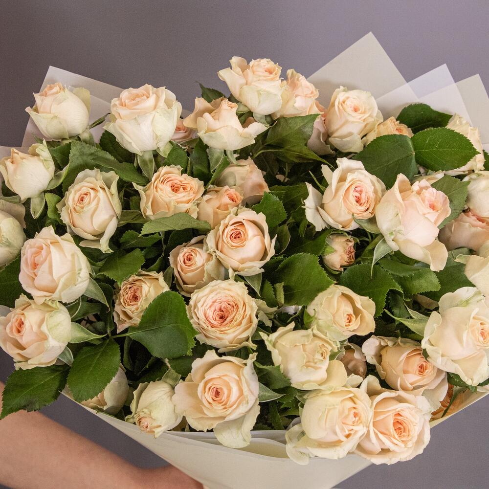 Букет «Персик» – пышные кустовые розы нежно-персикового оттенка Рязань Рязанская область