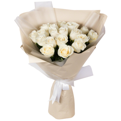 Букет «Эйфория» из 19 белых роз — символ чистой светлой любви Рязань Рязанская область