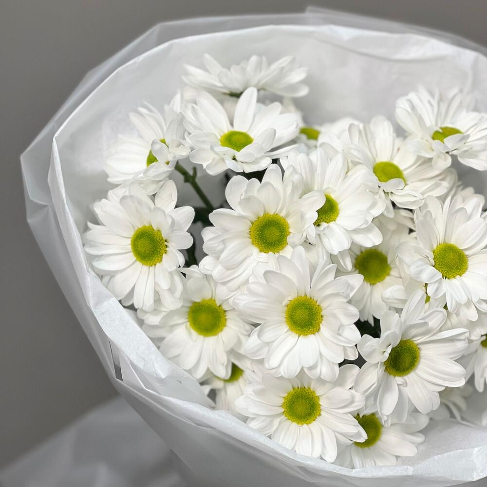 Букет «Ромашковый» – нежные белые хризантемы в деревенском стиле Рязань Рязанская область