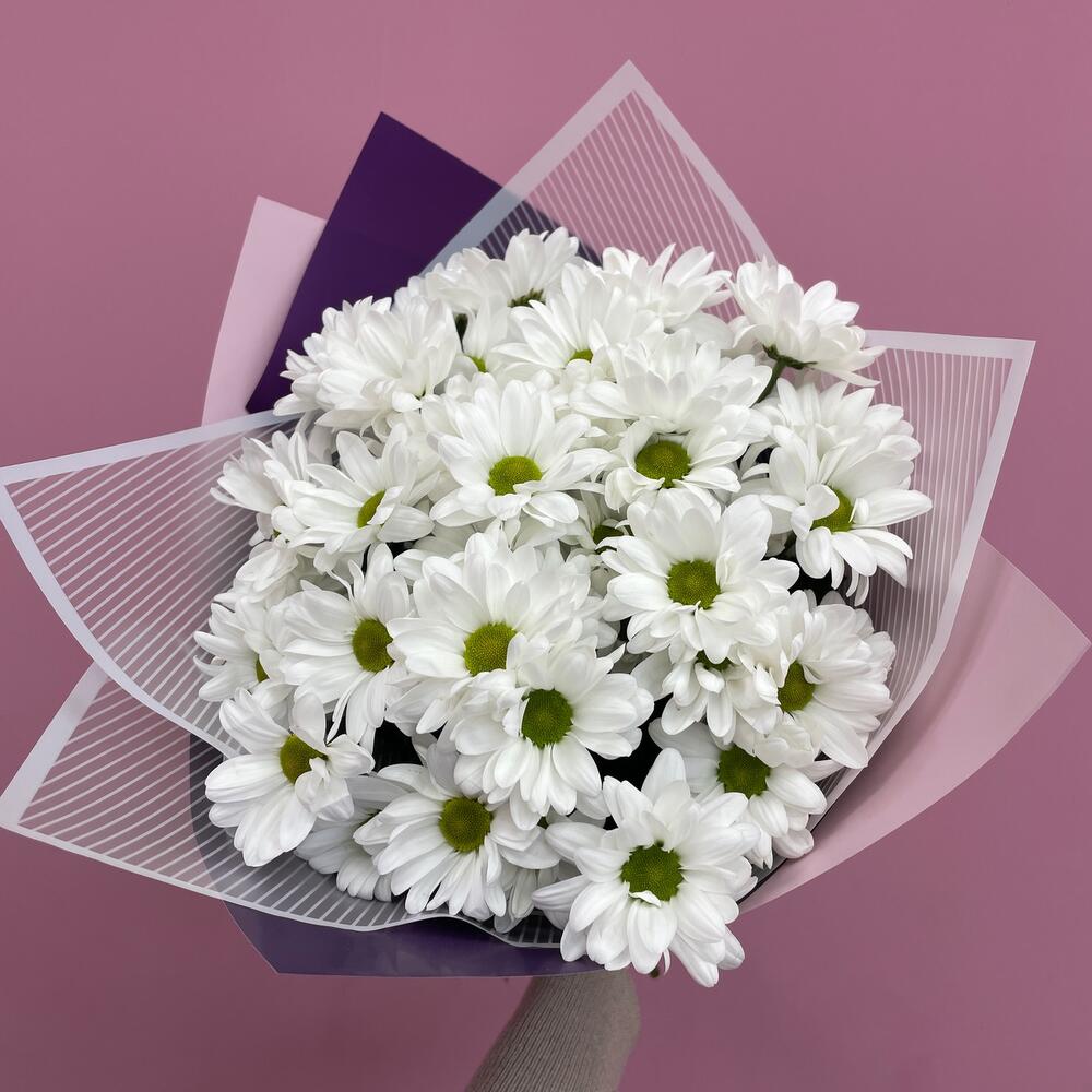 Букет «Весеннее настроение» – свежесть белых хризантем Рязань Рязанская область