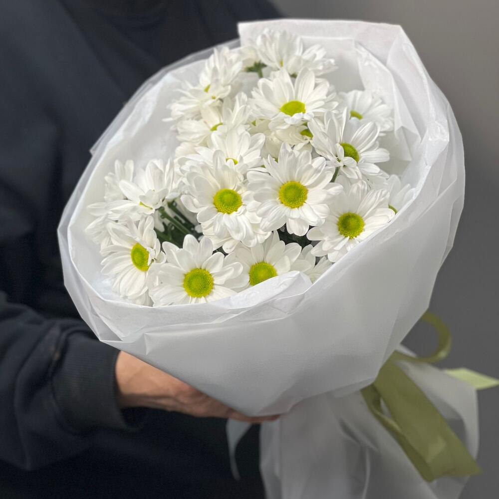 Букет «Ромашковый» – нежные белые хризантемы в деревенском стиле Рязань Рязанская область
