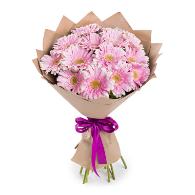 Нежный букет из 15 розовых гербер – воплощение трогательных чувств Рязань Рязанская область