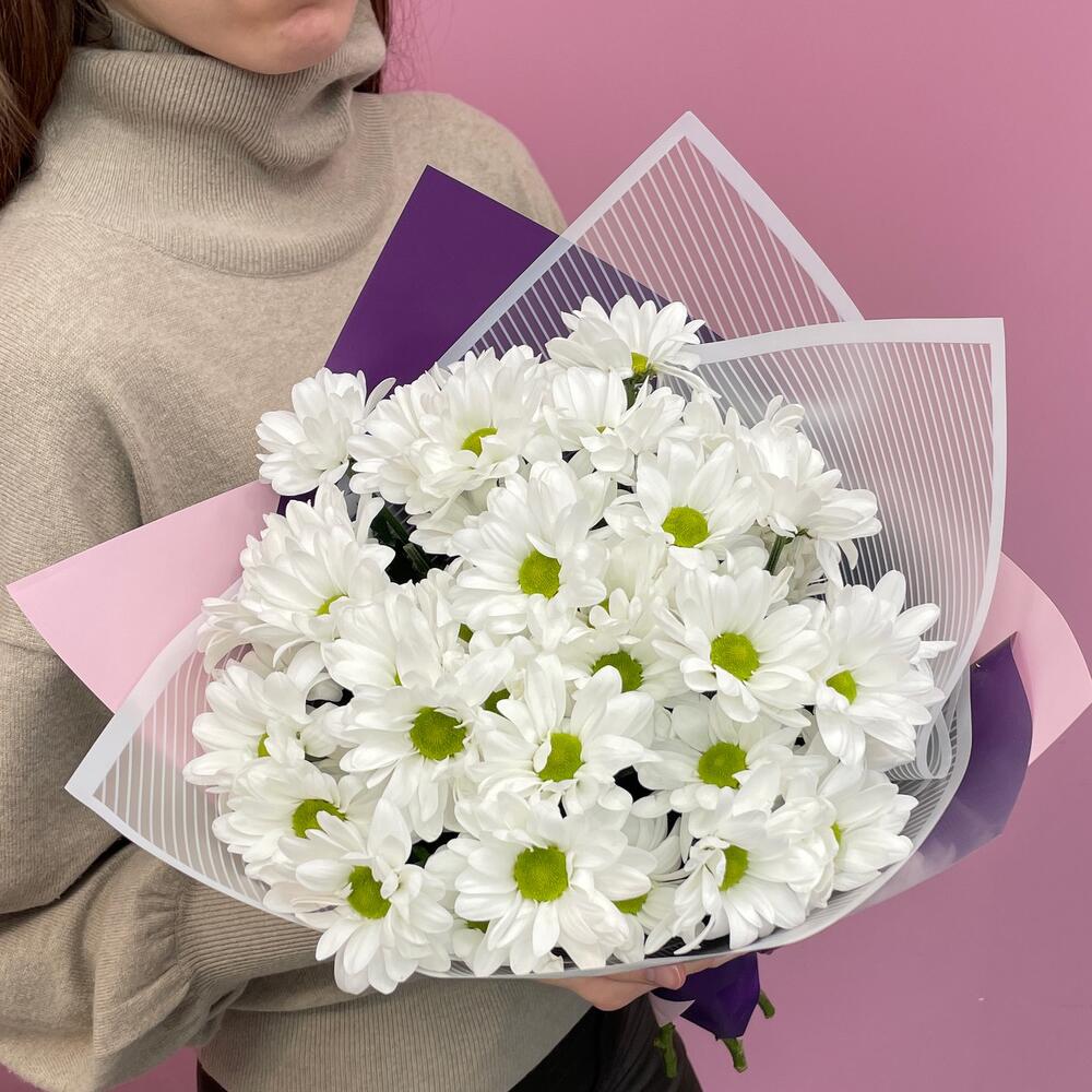 Букет «Весеннее настроение» – свежесть белых хризантем Рязань Рязанская область