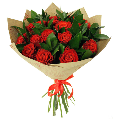 Букет «Фейерверк чувств» – 15 красных эквадорских роз для ярких признаний Рязань Рязанская область