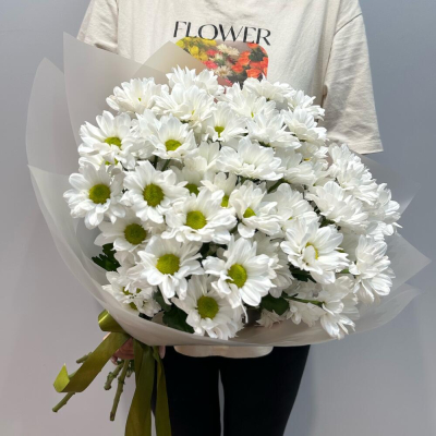 Букет «Летнее настроение» – свежесть белых хризантем Рязань Рязанская область