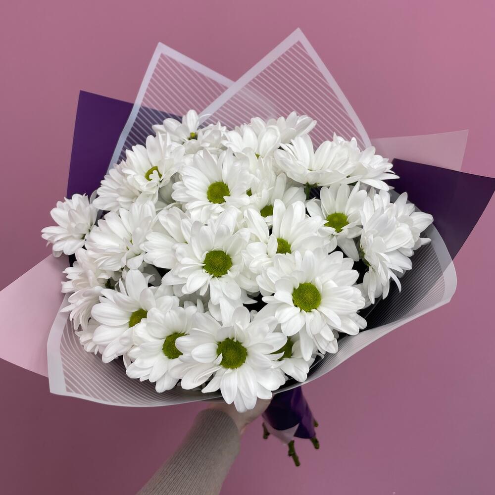 Букет «Весеннее настроение» – свежесть белых хризантем Рязань Рязанская область