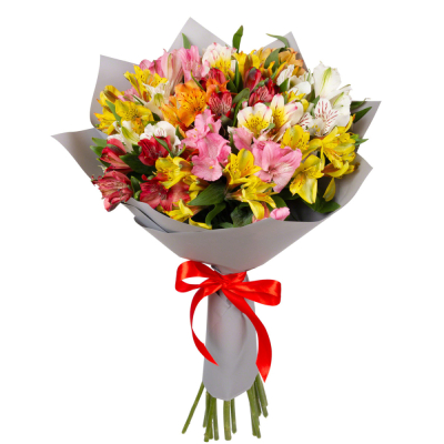 Букет «Рассвет» из разноцветных альстромерий Рязань Рязанская область