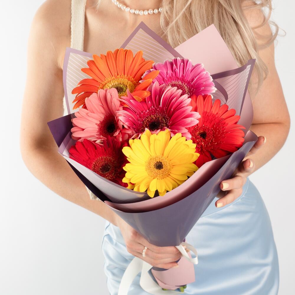 Солнечный букет из 7 свежих гербер – радость в подарок Рязань Рязанская область