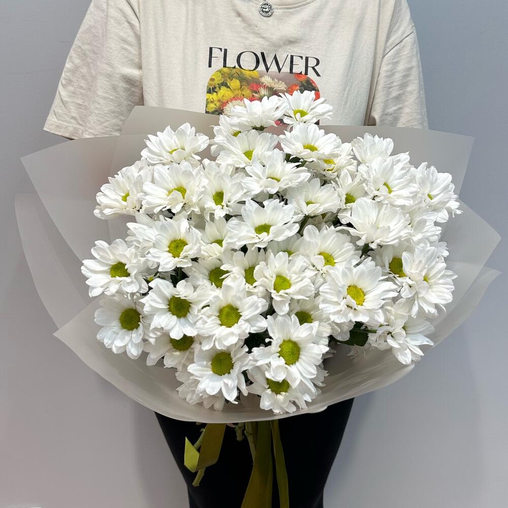Букет «Летнее настроение» – свежесть белых хризантем Рязань Рязанская область