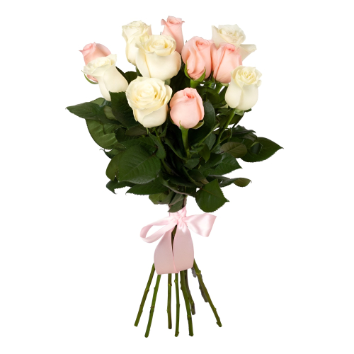 Букет из розовых и белых роз Рязань Рязанская область