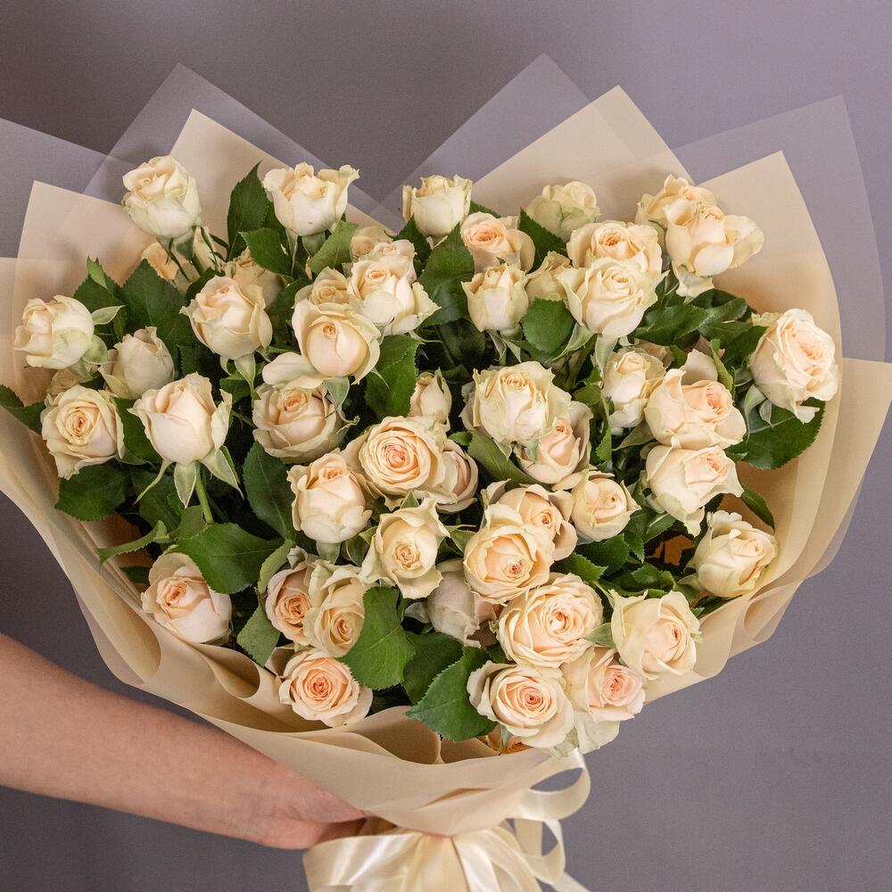 Букет «Персик» – пышные кустовые розы нежно-персикового оттенка Рязань Рязанская область